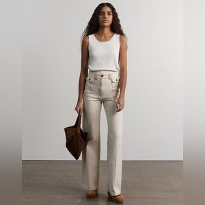 NWOT GERARD DAREL ANNA - HIGH-WAISTED WIDE-LEG PANTS IN BEIGE
